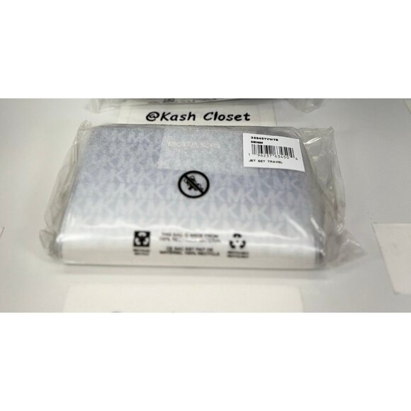 Michael Kors Jet Set Large Ombré Logo Double Zip Wristlet Wallet Denim - Picture 3 of 3